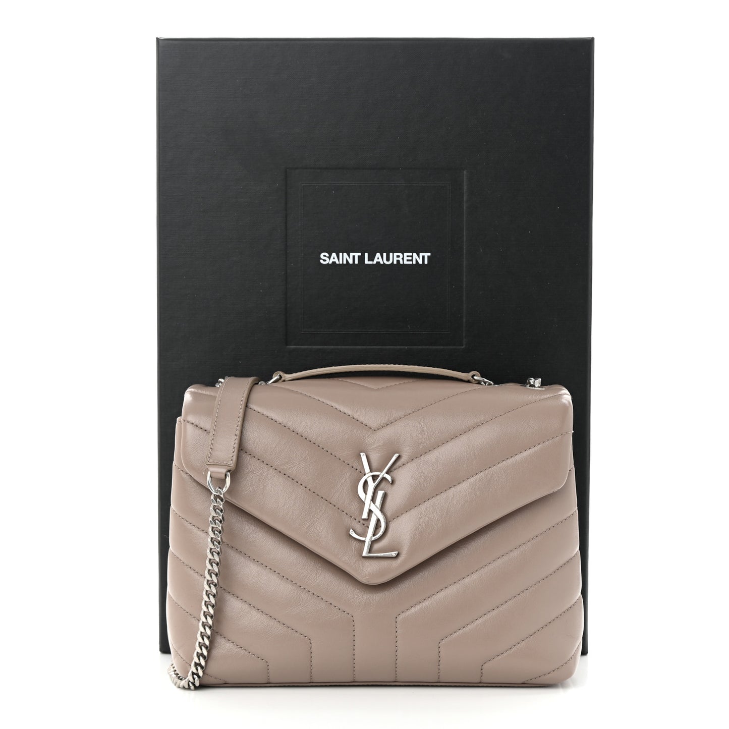 Calfskin Y Quilted Monogram Small Loulou Chain Satchel Dark Beige