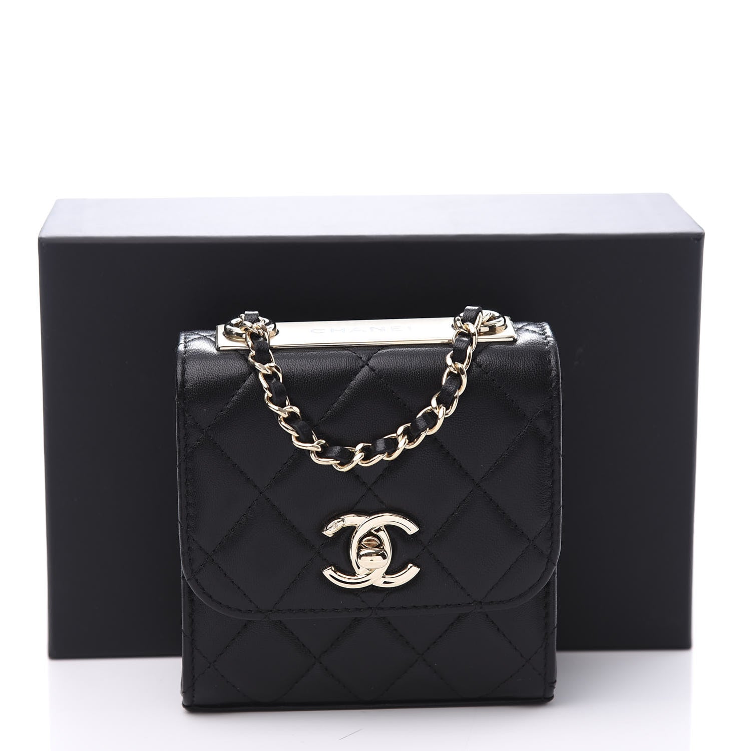Chanel Lambskin Quilted Mini Trendy CC Chain Wallet Black 10 of 10