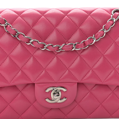 Chanel Lambskin Quilted Medium Double Flap Dark Pink 8 of 13