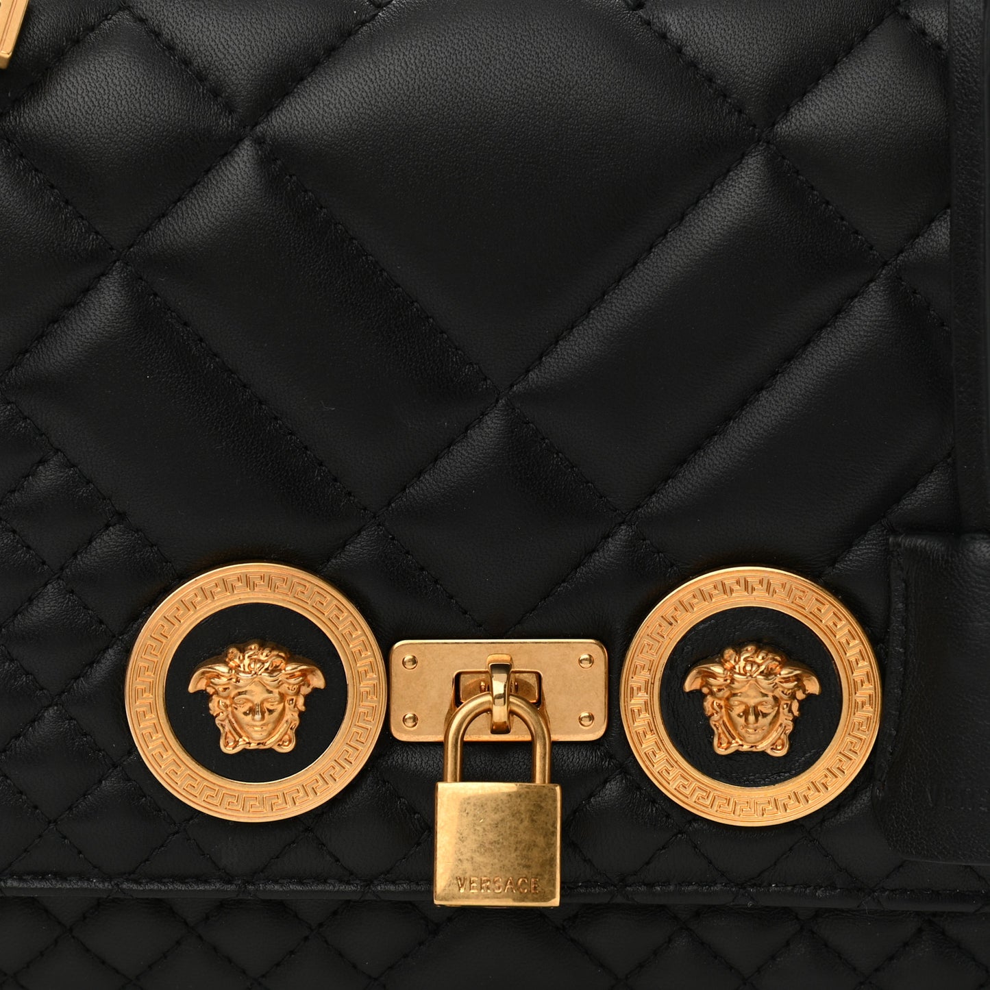 Nappa Quilted Icon Top Handle Shoulder Bag Black