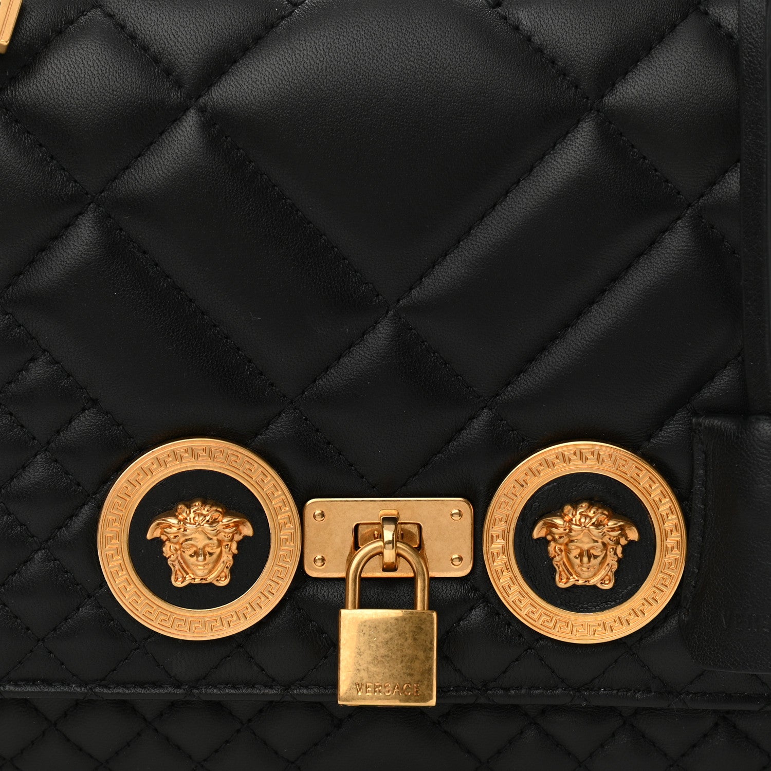 Versace Nappa Quilted Icon Top Handle Shoulder Bag Black 7 of 9