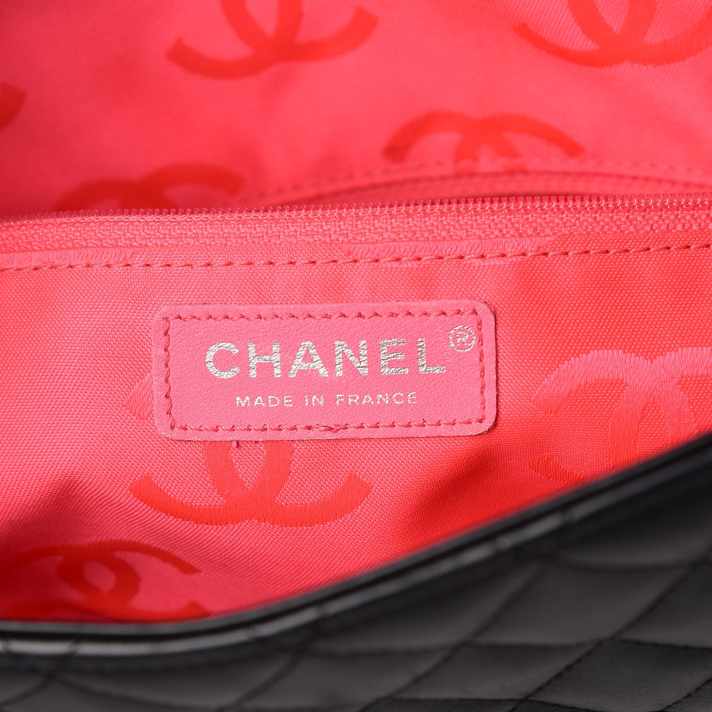 Calfskin Quilted Large Cambon Flap Black White