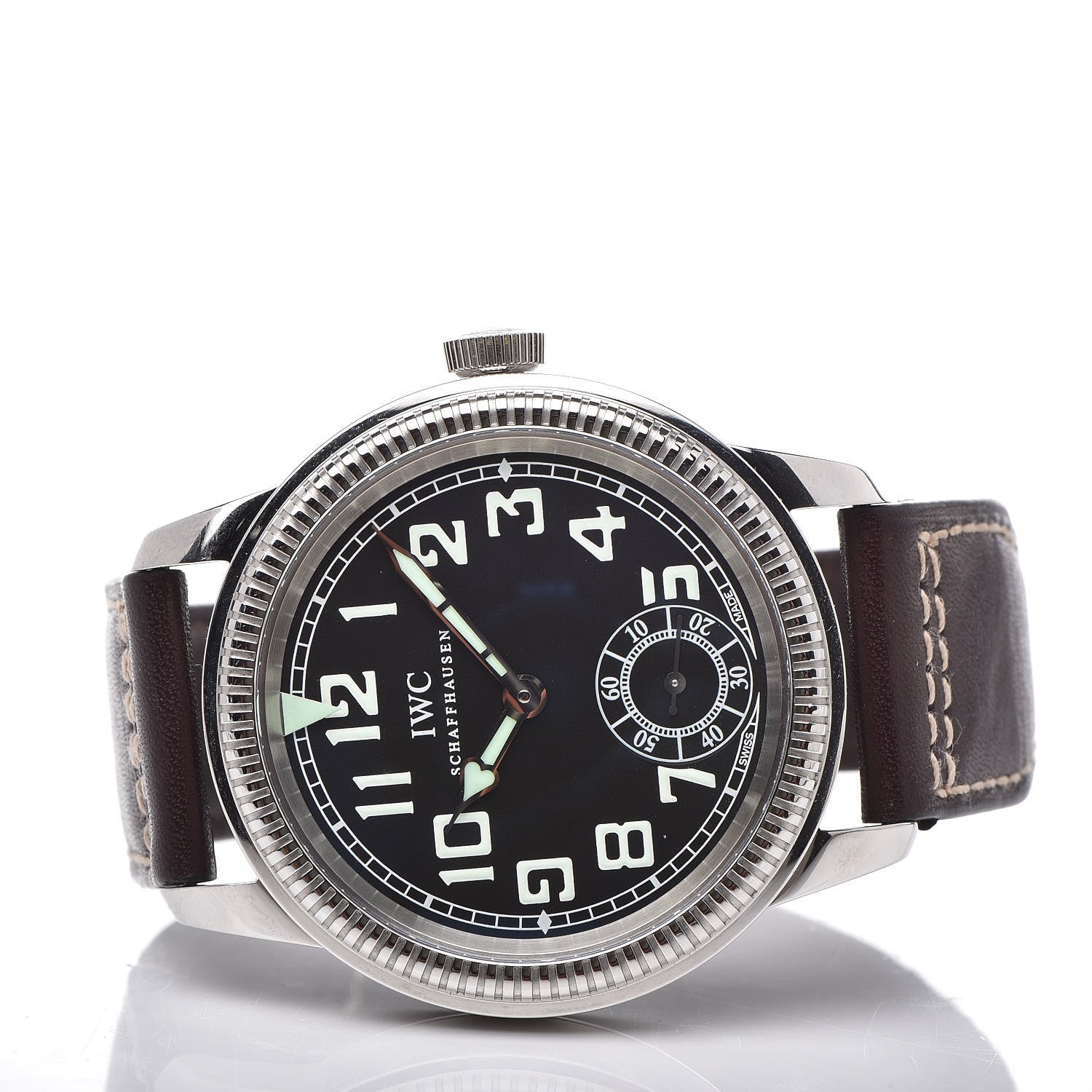 IWC Stainless Steel Calfskin 44mm Schaffhausen Pilot Manual Winding Watch Blue IW325401 3 of 5