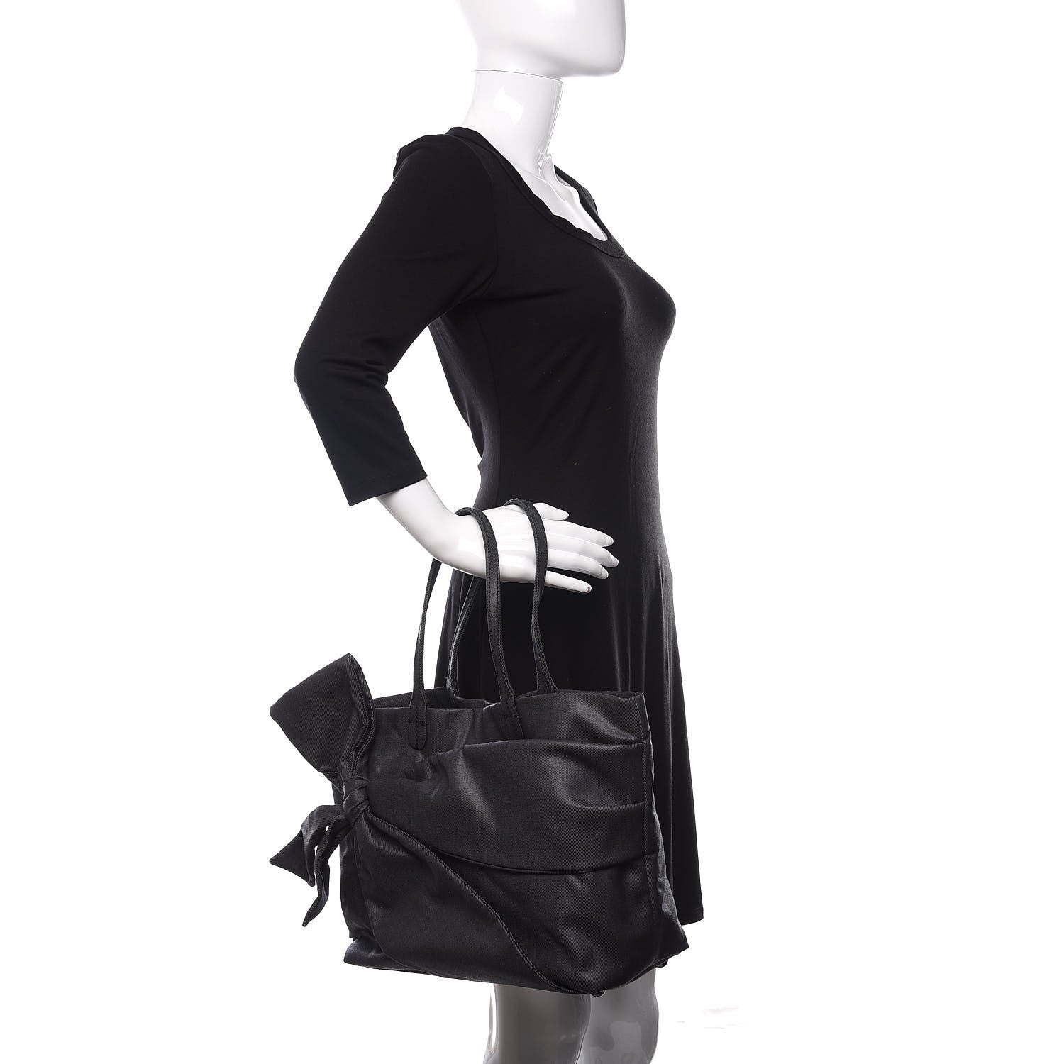 Valentino Garavani Canvas Lacca Bow Tote Black 2 of 9