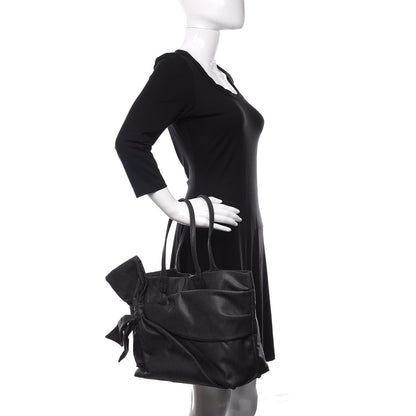 Valentino Garavani Canvas Lacca Bow Tote Black 2 of 9