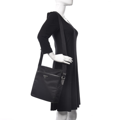 Prada Nylon Saffiano Flat Messenger Bag Black 2 of 9