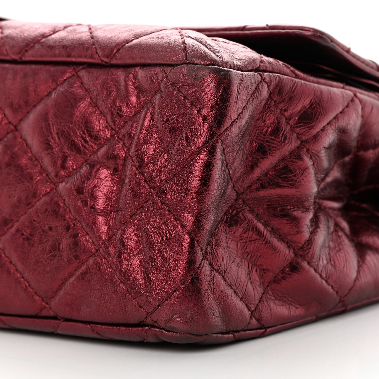 Chanel Metallic Aged Calfskin Quilted 2.55 Reissue 227 Flap Dark Red 10 of 15