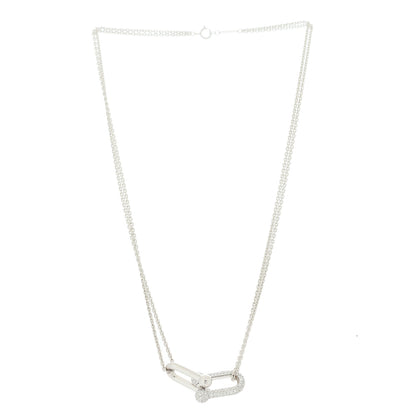 Tiffany 18K White Gold Diamond HardWear Large Double Link Pave Pendant Necklace 1 of 5