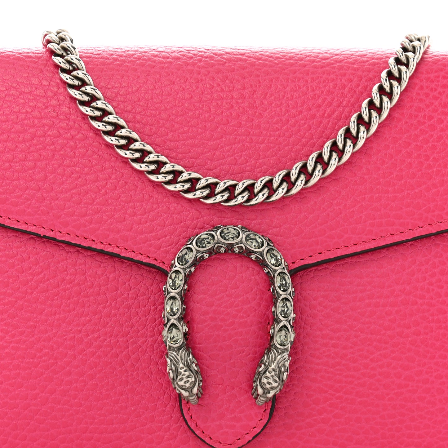Dollar Calfskin Crystal Mini Dionysus Chain Wallet Box Pink