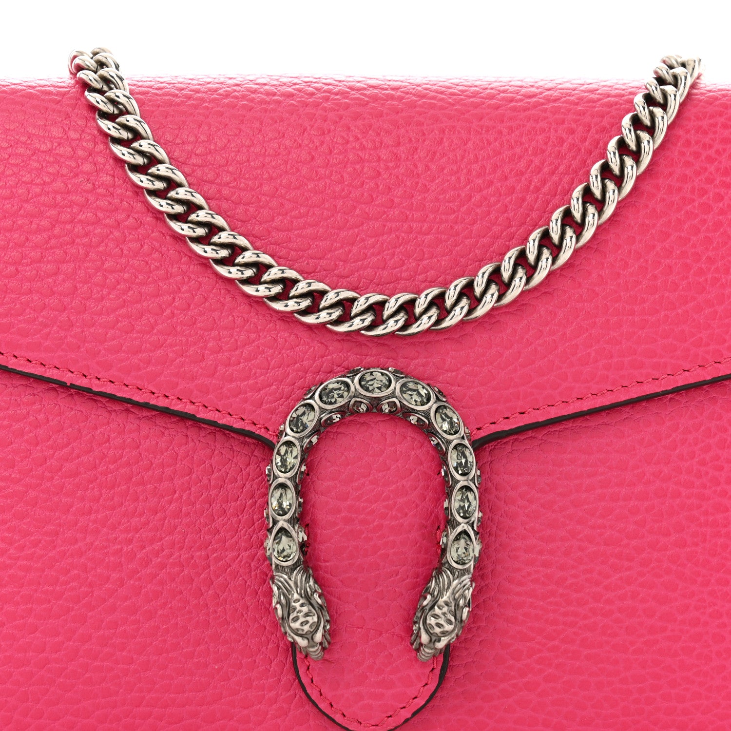 Gucci Dollar Calfskin Crystal Mini Dionysus Chain Wallet Box Pink 10 of 14