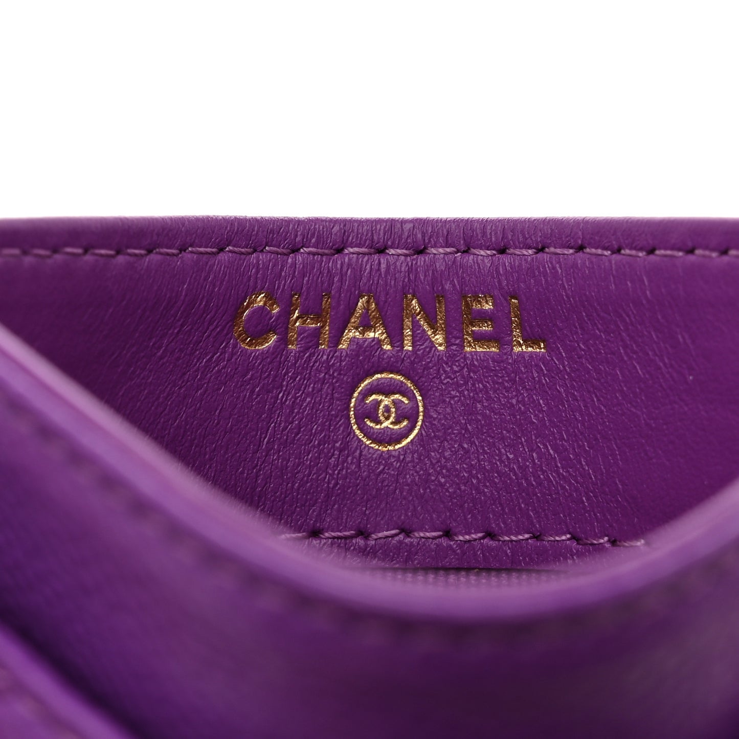 Caviar Quilted Card Holder Purple