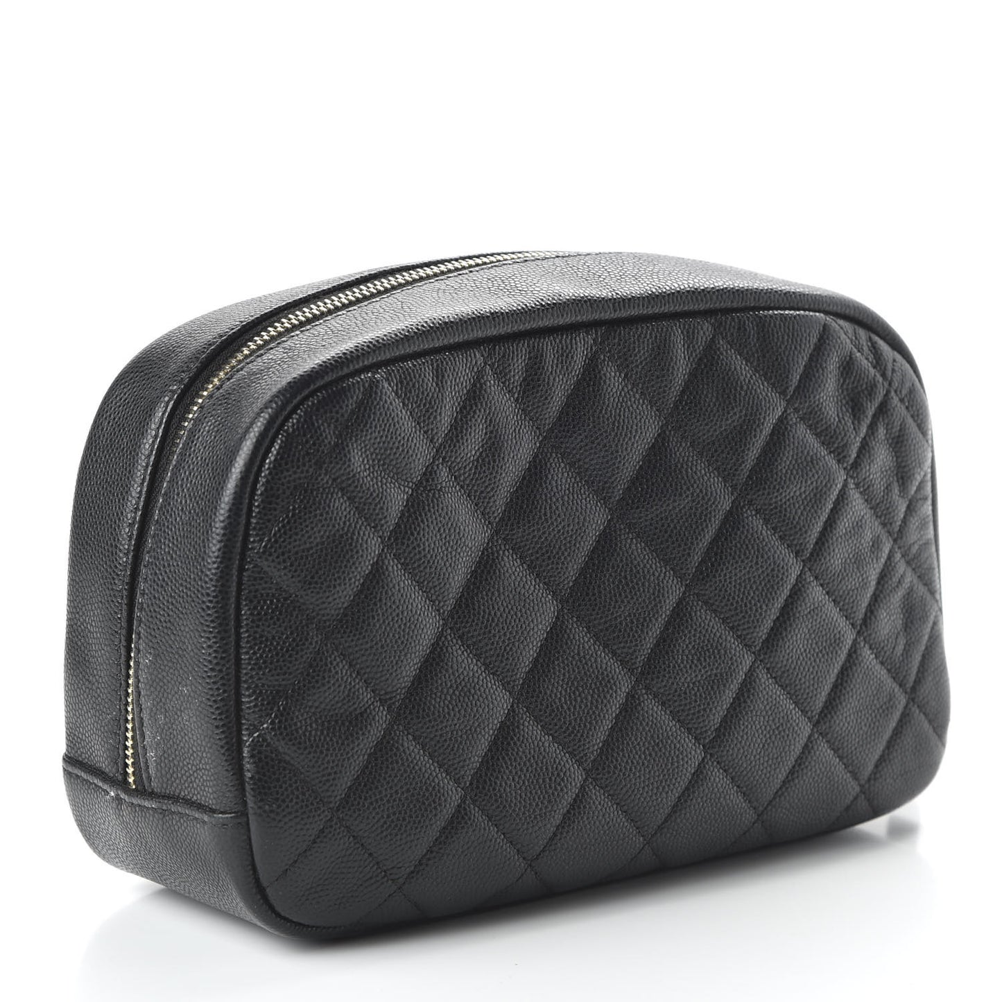 Caviar Quilted Curvy Pouch Cosmetic Case Black