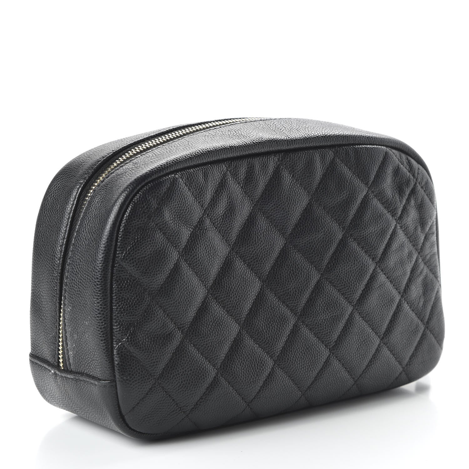Chanel Caviar Quilted Curvy Pouch Cosmetic Case Black 3 of 10