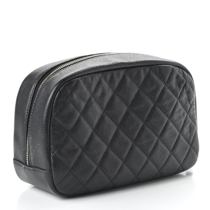 Chanel Caviar Quilted Curvy Pouch Cosmetic Case Black 3 of 10