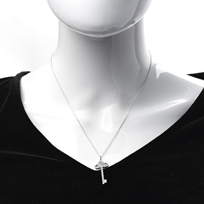 Tiffany Platinum Diamond .41ct Fleur De Lis Key Pendant Necklace 1 of 8