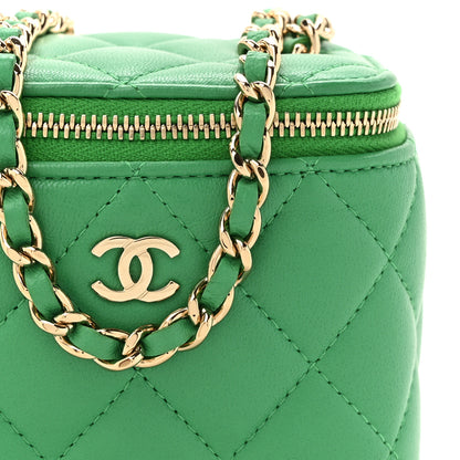 Chanel Lambskin Quilted Mini Vanity Case With Chain Green 14 of 19