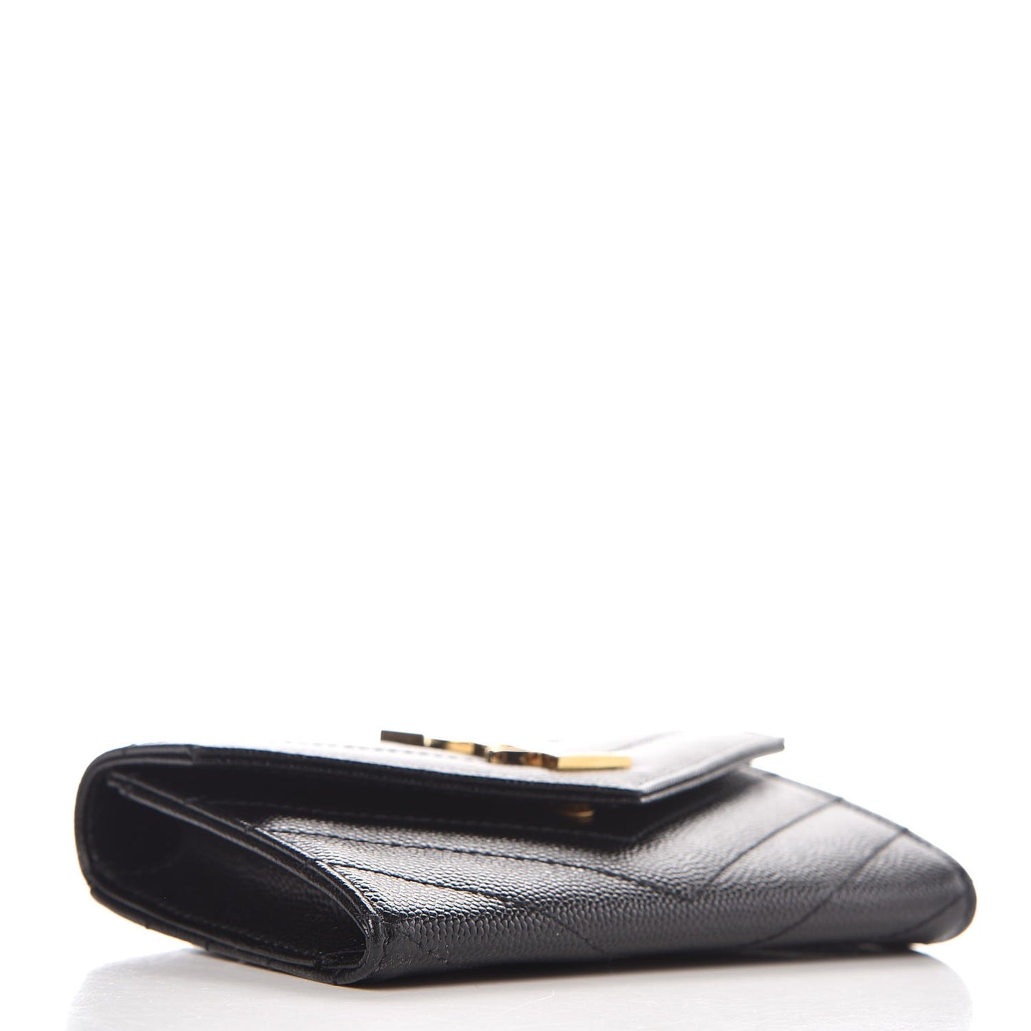 Grain De Poudre Matelasse Chevron Small Monogram Envelope Wallet Black