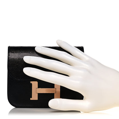 Hermes Lizard Constance Slim Wallet Black 2 of 8