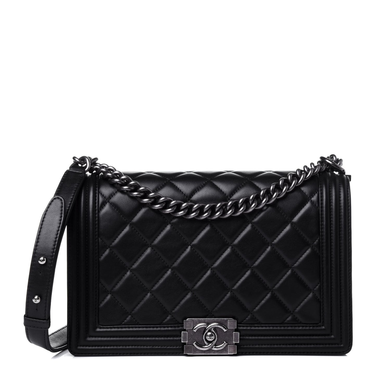 Calfskin Quilted New Medium Boy Flap Black