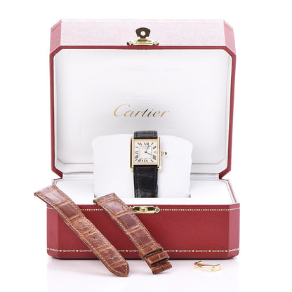 Cartier 18K Yellow Gold Alligator 26mm Tank Louis Quartz Watch 14 of 14