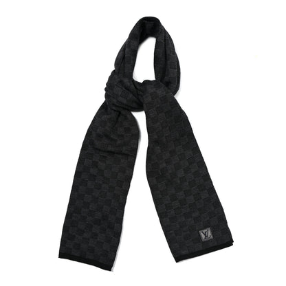Louis Vuitton LOUIS VUITTON Wool Petit Damier Graphite Scarf Black 1 of 3