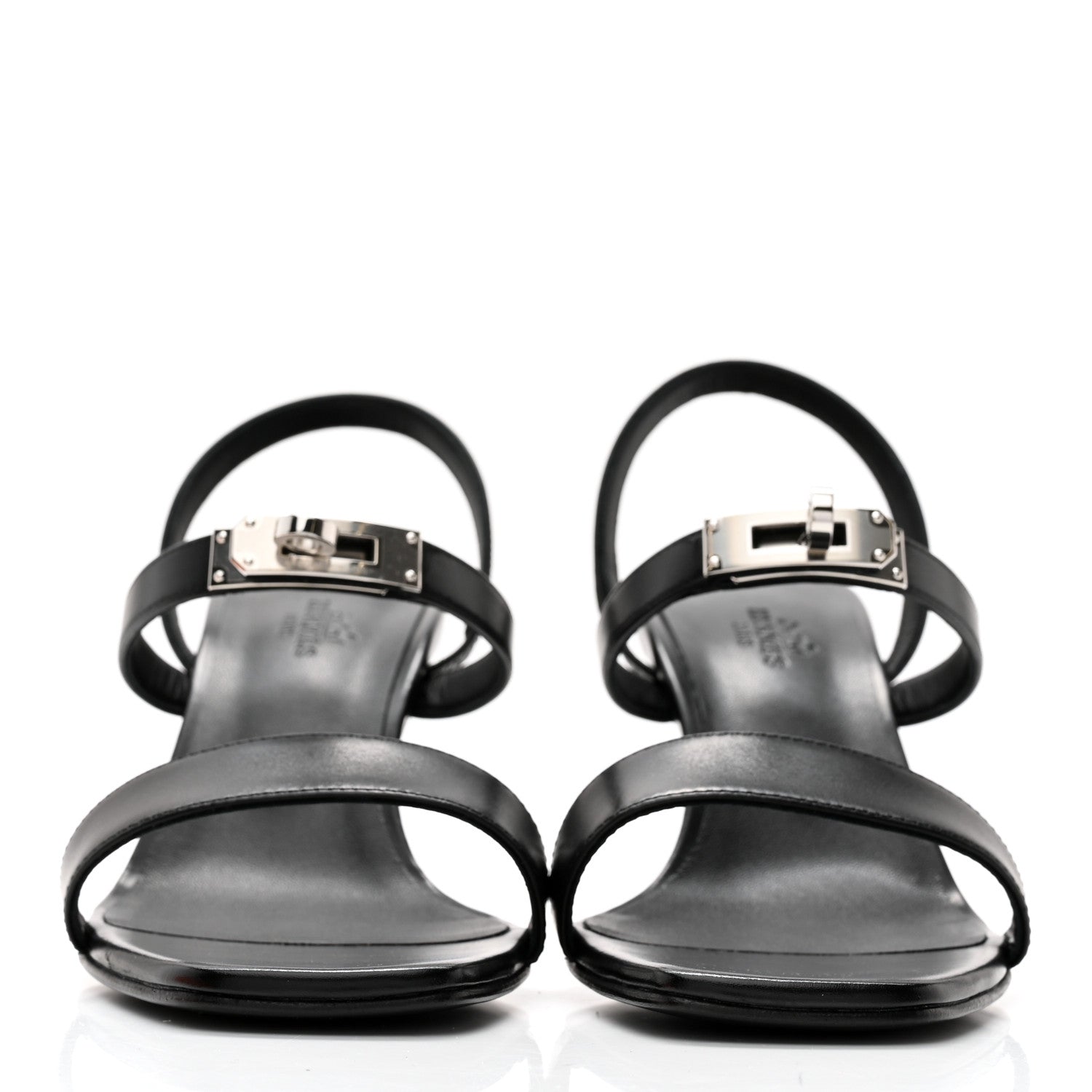 Hermes Calfskin Glamour 75 Sandals 38 Black 2 of 9