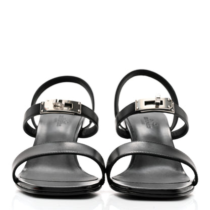 Hermes Calfskin Glamour 75 Sandals 38 Black 2 of 9