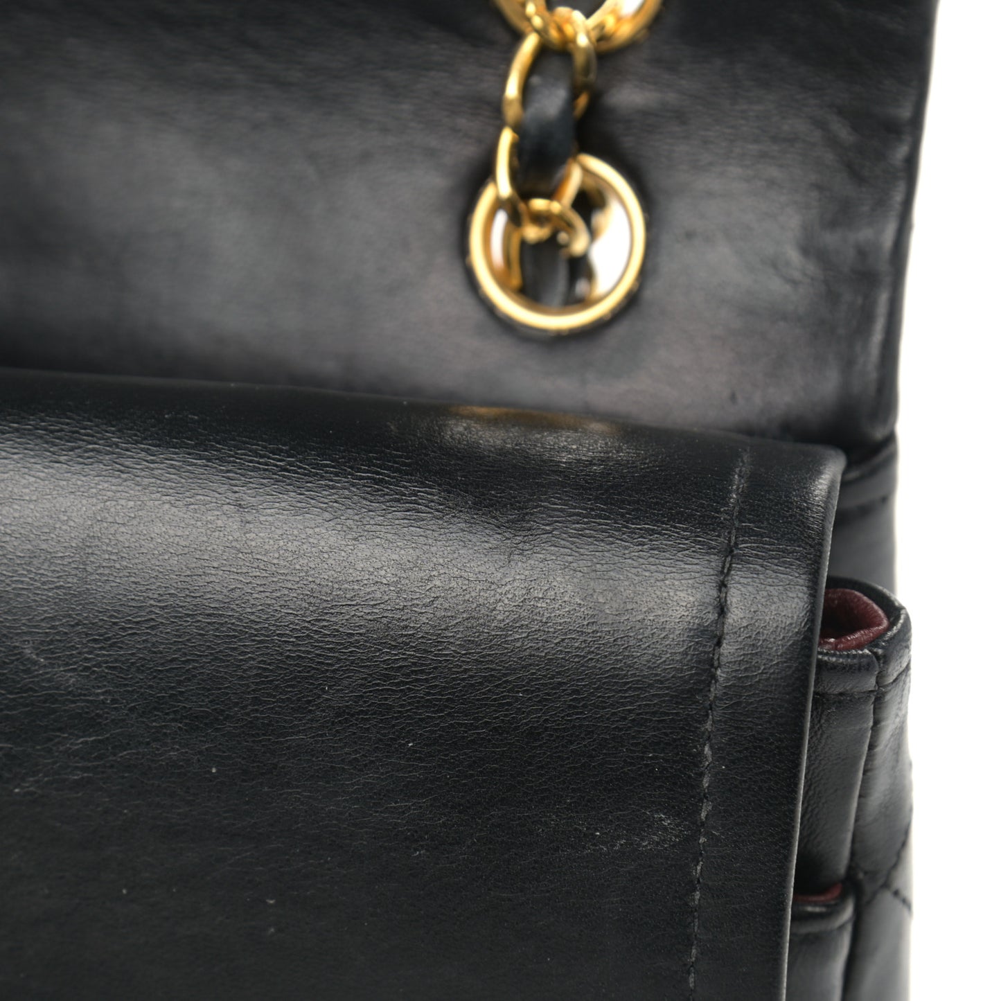 Lambskin Quilted Medium Double Flap Black