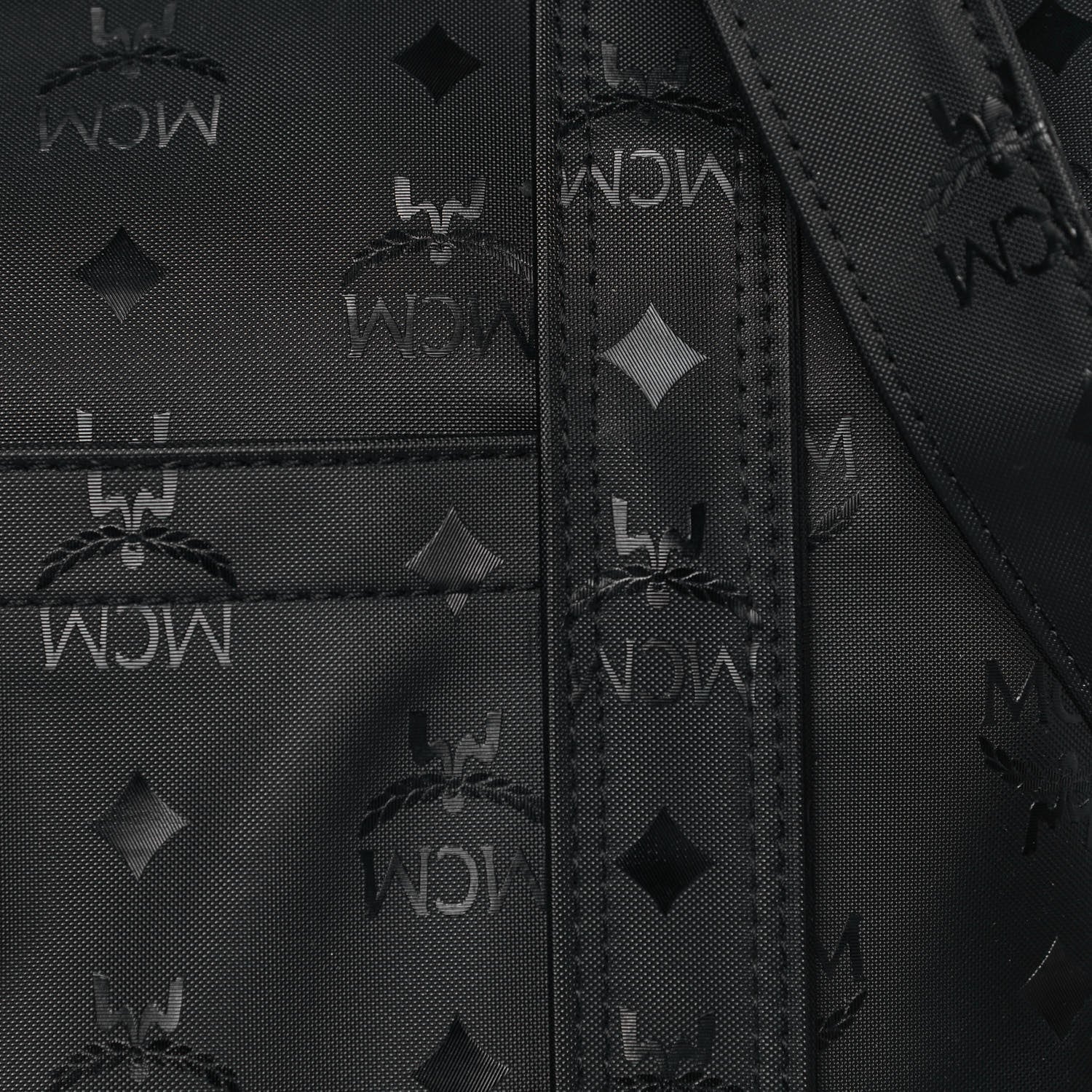 MCM Monogram Coated Canvas Tote Bag Black 7 of 15