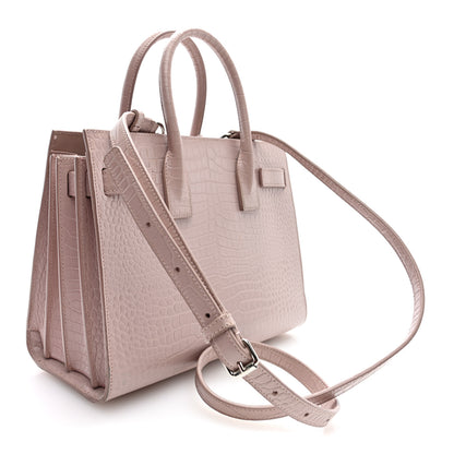 Saint Laurent Calfskin Crocodile Embossed Baby Sac De Jour Rose Antic 3 of 9