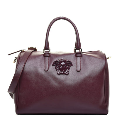 Versace Saffiano Calfskin Palazzo Bowler Burgundy 1 of 10