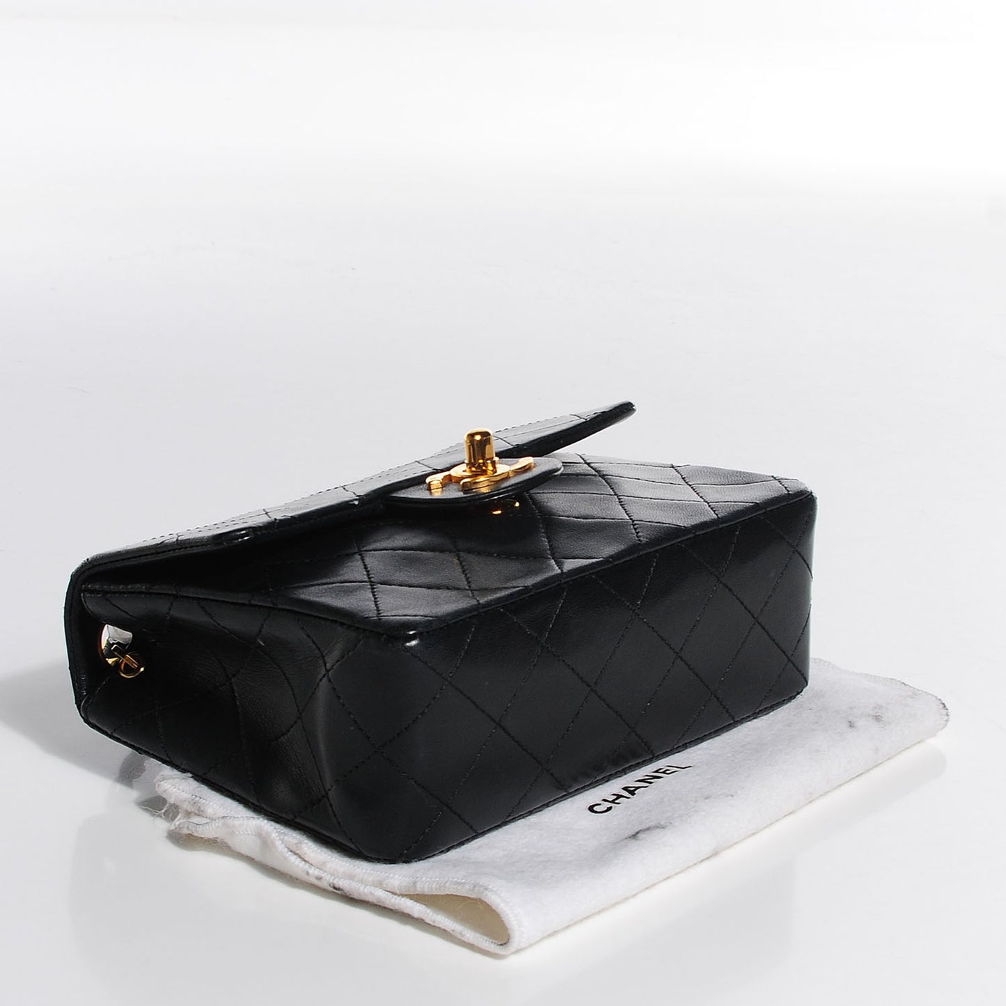 Lambskin Quilted Mini Square Flap Black