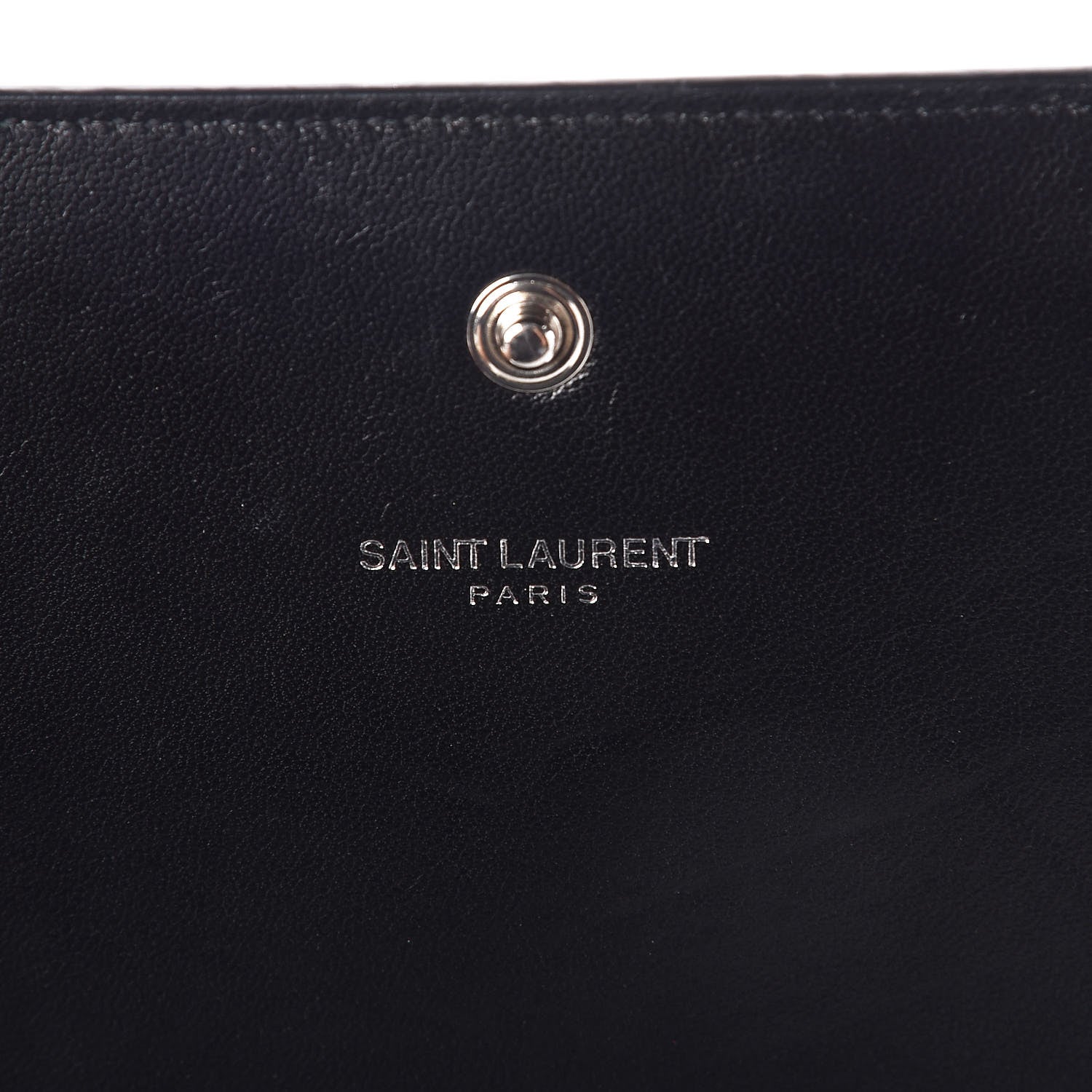 Saint Laurent Calfskin Crocodile Embossed Monogram Chain Wallet Black 8 of 11