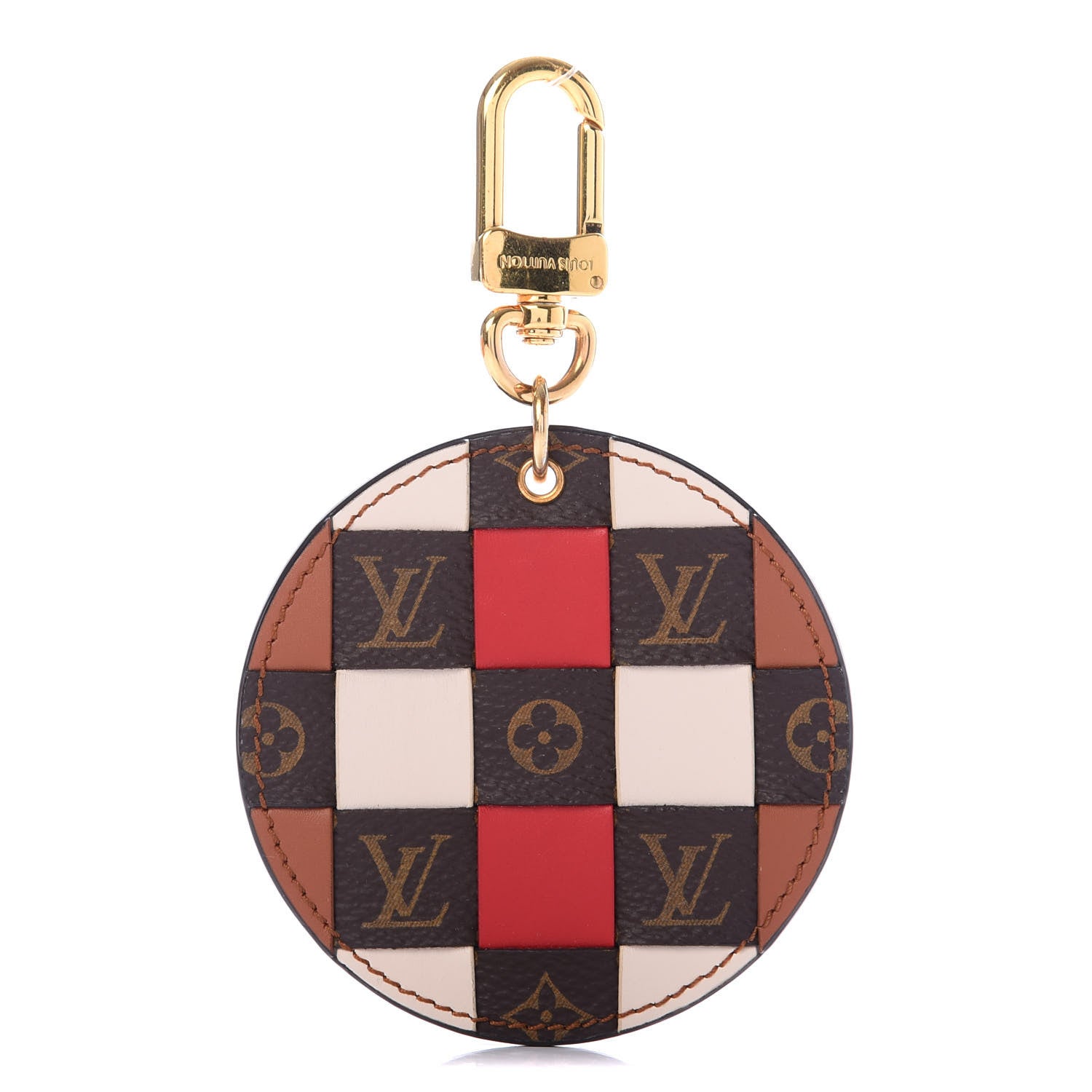 Louis Vuitton Calfskin Monogram Check Bag Charm Key Holder Red 1 of 4