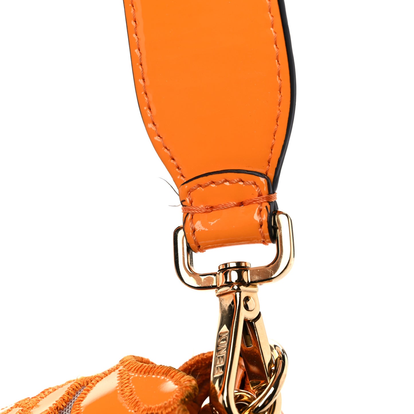 Embroidered Flowers Baguette Orange