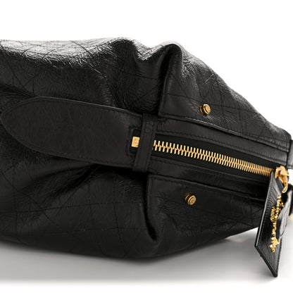 Christian Dior Crinkled Calfskin Macrocannage Medium D-Journey Bag Black 10 of 11