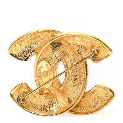 Chanel Metal Quilted Large CC Brooch Gold 3 of 3