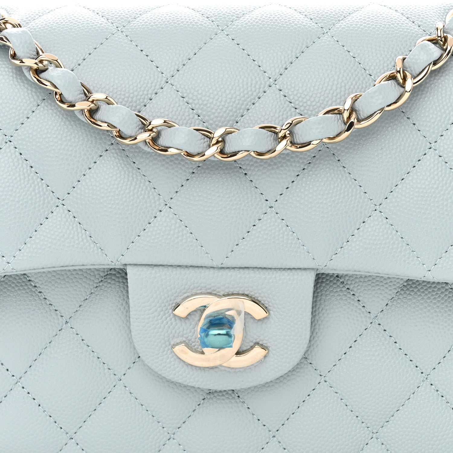Chanel Caviar Quilted Small Double Flap Light Blue 8 of 11