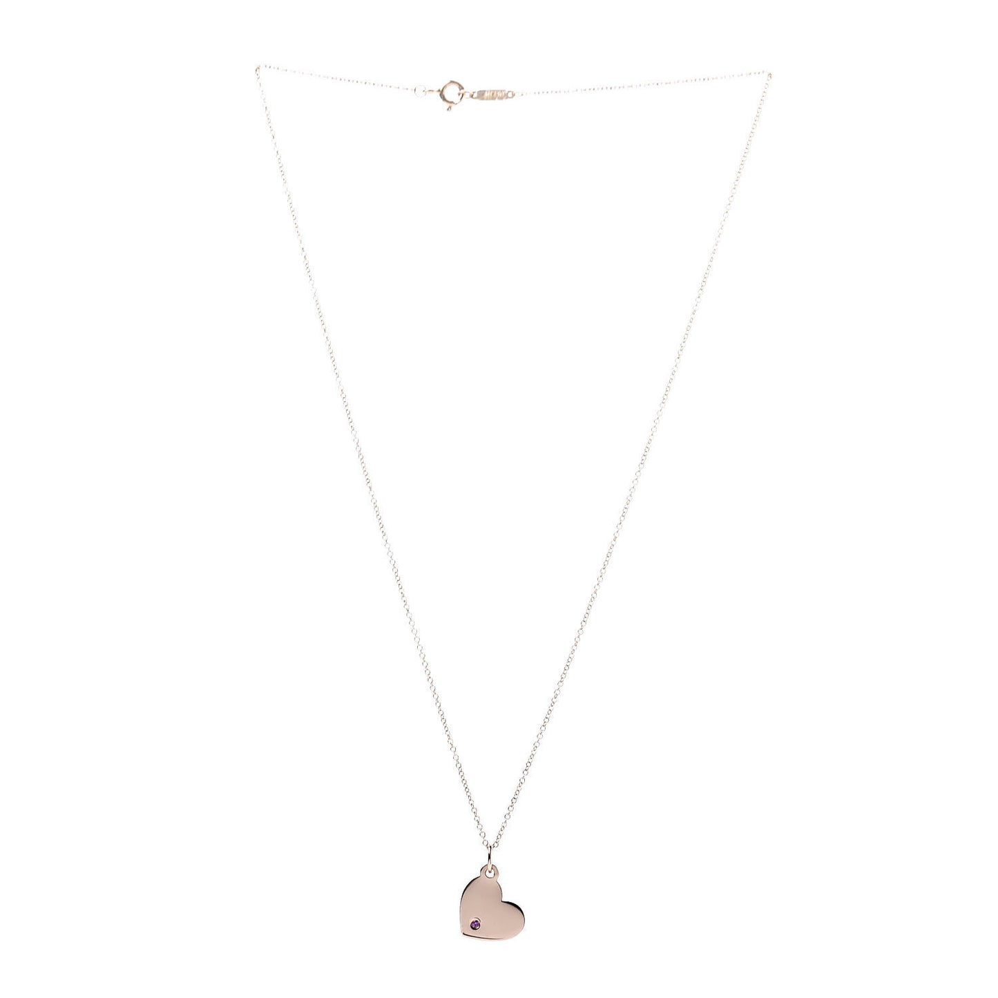 18K Rose Gold Pink Sapphire Heart Tag Pendant Necklace