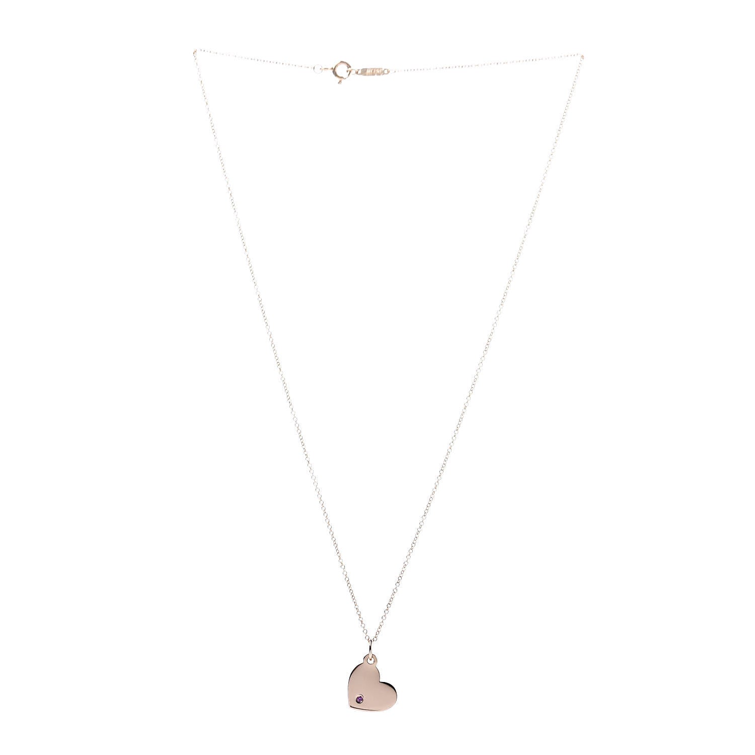 Tiffany 18K Rose Gold Pink Sapphire Heart Tag Pendant Necklace 4 of 7