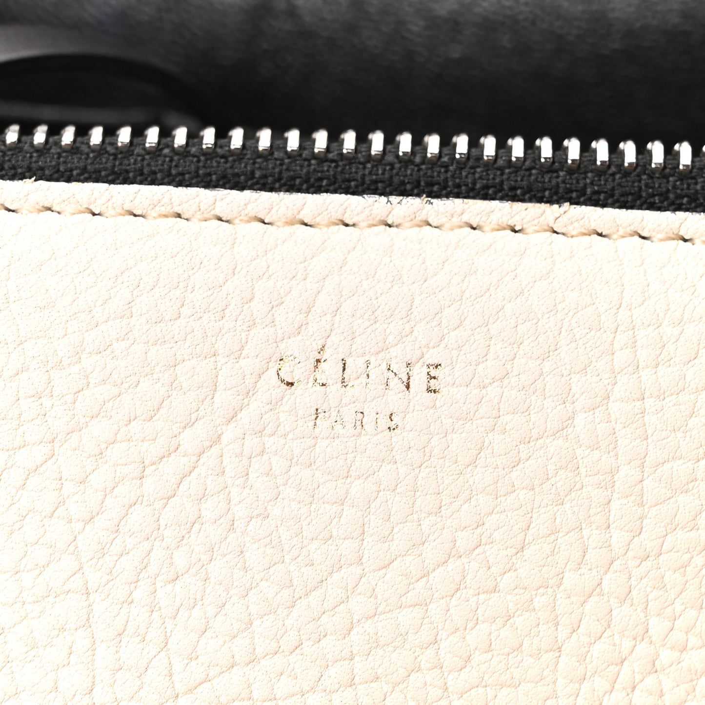 Textured Calfskin Small Bi-Color Edge Shoulder Bag Black Cream