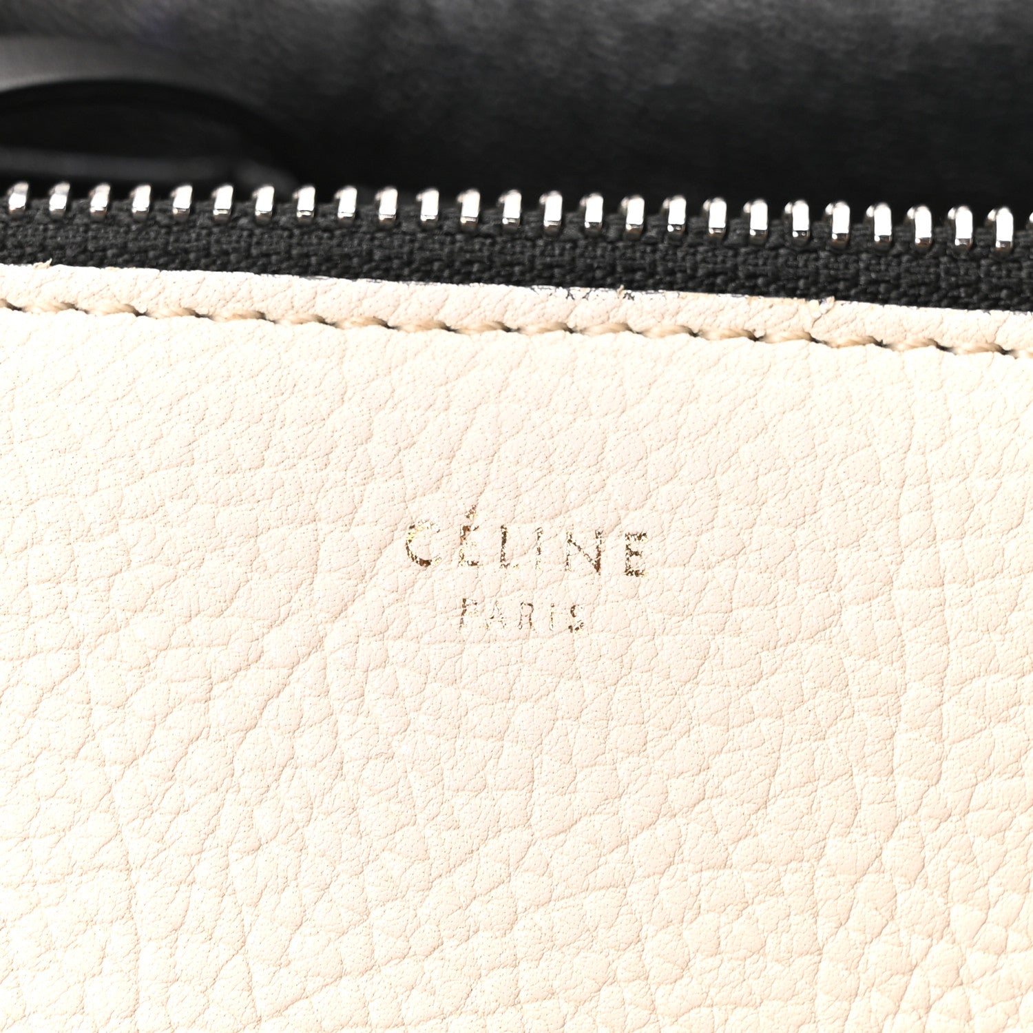 Celine Textured Calfskin Small Bi-Color Edge Shoulder Bag Black Cream 6 of 10