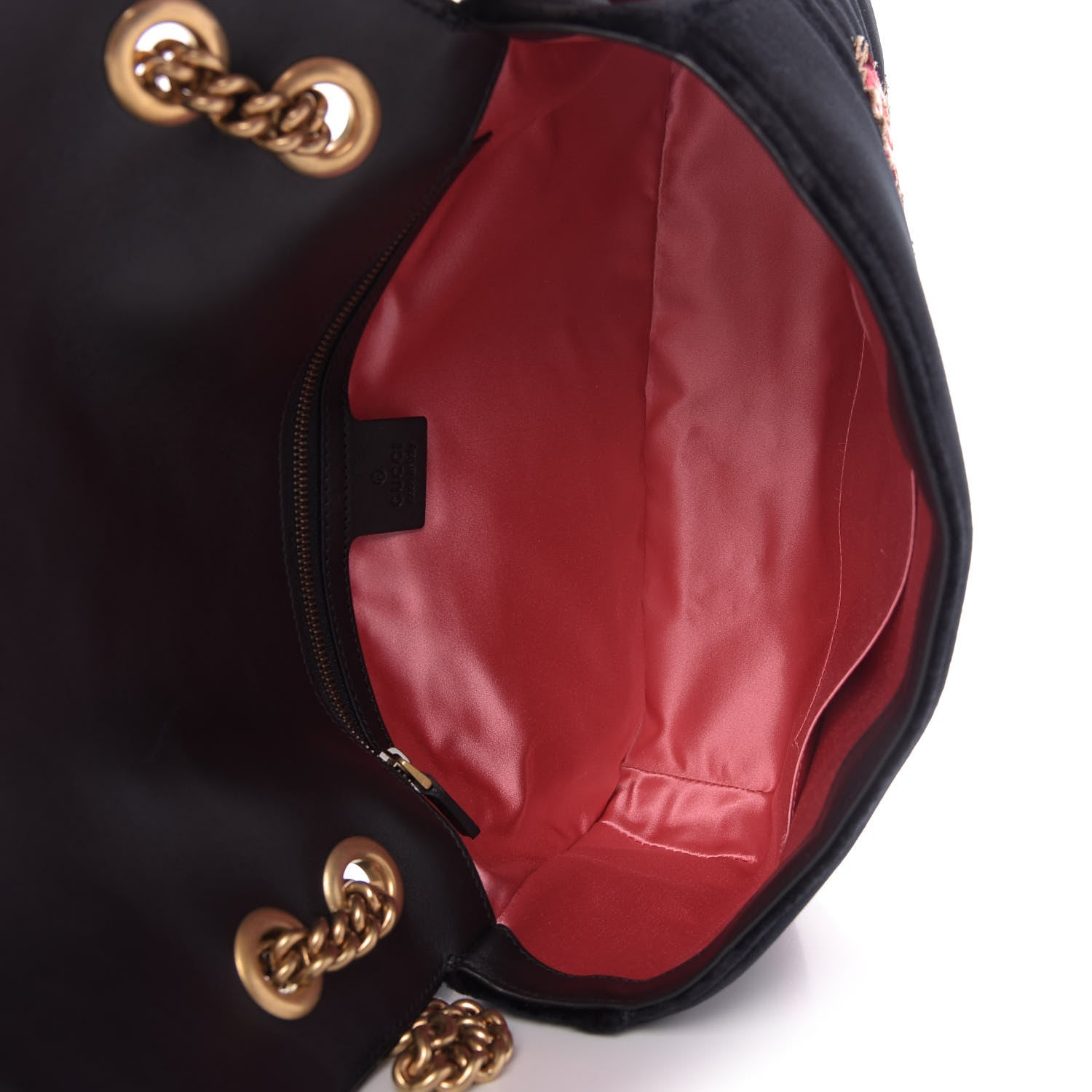 Gucci Velvet Matelasse Loved Embroidered Medium GG Marmont Shoulder Bag Black 6 of 10