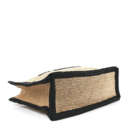 Saint Laurent Raffia Calfskin Rive Gauche Tote Naturale Black 4 of 11