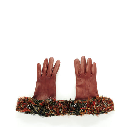 Chanel Lambskin Feather Gloves 7 Bordeaux 3 of 6