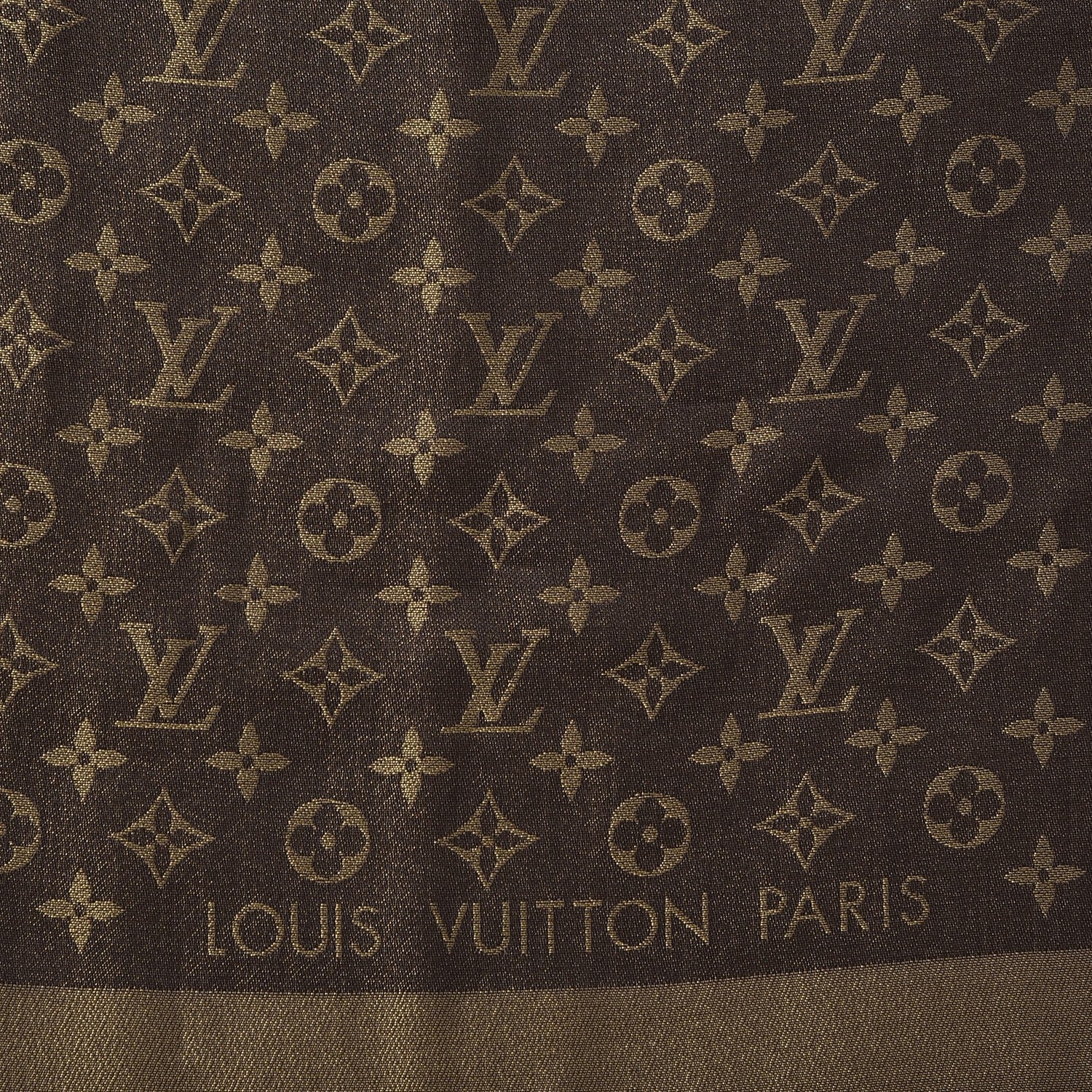 Louis Vuitton Silk Lurex Wool Monogram Shine Shawl Brown 3 of 5