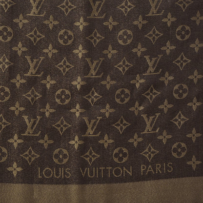Louis Vuitton Silk Lurex Wool Monogram Shine Shawl Brown 3 of 5
