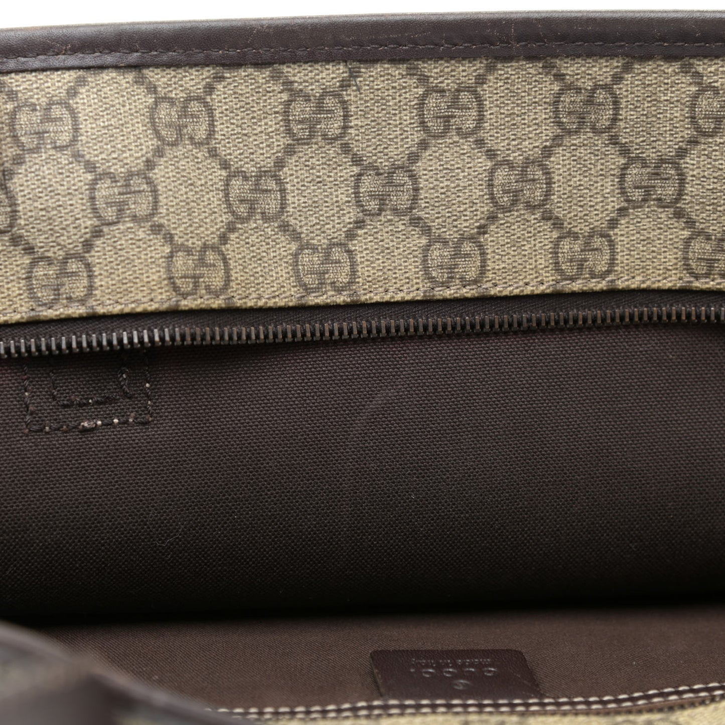 GG Supreme Monogram Large Zippered Shopping Tote Brown