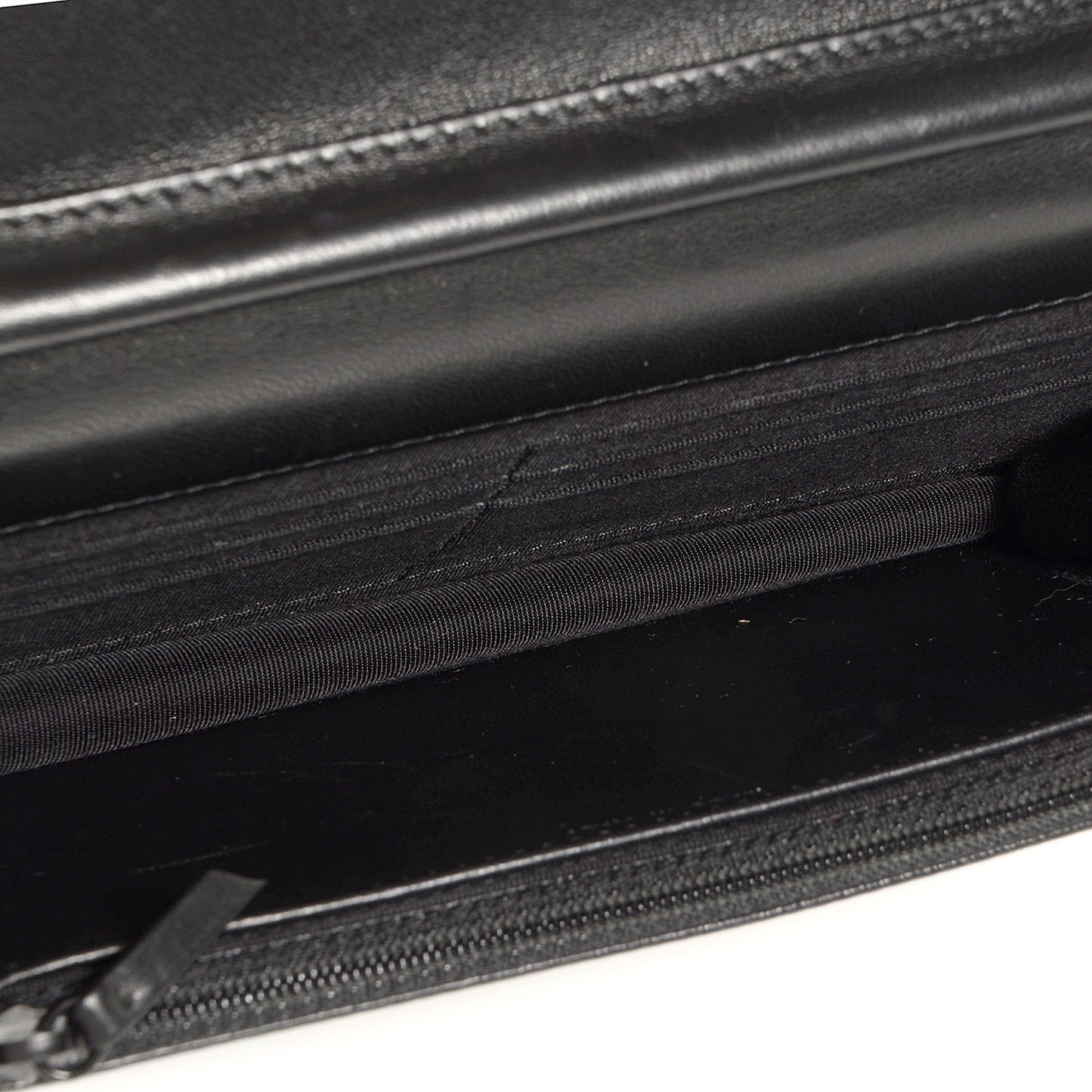Metallic Calfskin Chevron Wallet On Chain WOC Black