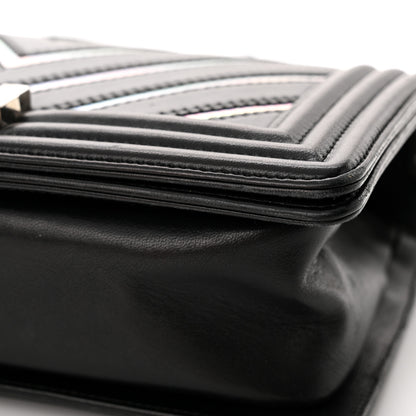 Chanel Lambskin Iridescent PVC Chevron Quilted Medium Boy Flap Black Silver 14 of 19